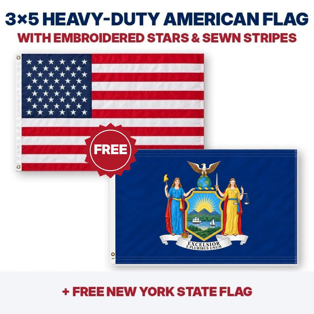 3x5 heavy-duty American flag plus FREE New York State Flag