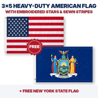 3x5 heavy-duty American flag plus FREE New York State Flag