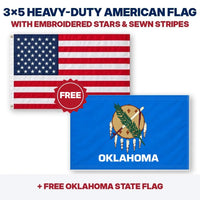 3x5 heavy-duty American flag plus FREE Oklahoma State Flag