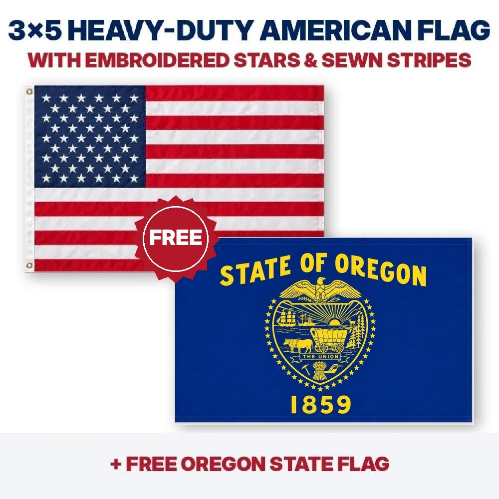 3x5 heavy-duty American flag plus FREE Oregon State Flag