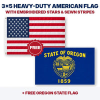 3x5 heavy-duty American flag plus FREE Oregon State Flag
