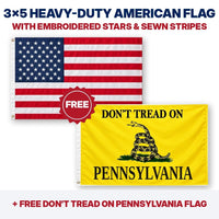 3x5 heavy-duty American flag plus FREE Don't Tread on Pennsylvania flag