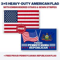 3x5 heavy-duty American flag plus FREE Proud Pennsylvania Republican flag