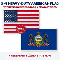 3x5 heavy-duty American flag plus FREE Pennsylvania State Flag