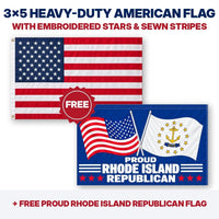 3x5 heavy-duty American flag plus FREE Proud Rhode Island Republican flag