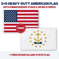 3x5 heavy-duty American flag plus FREE Rhode Island State Flag