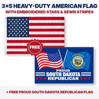 3x5 heavy-duty American flag plus FREE Proud South Dakota Republican flag