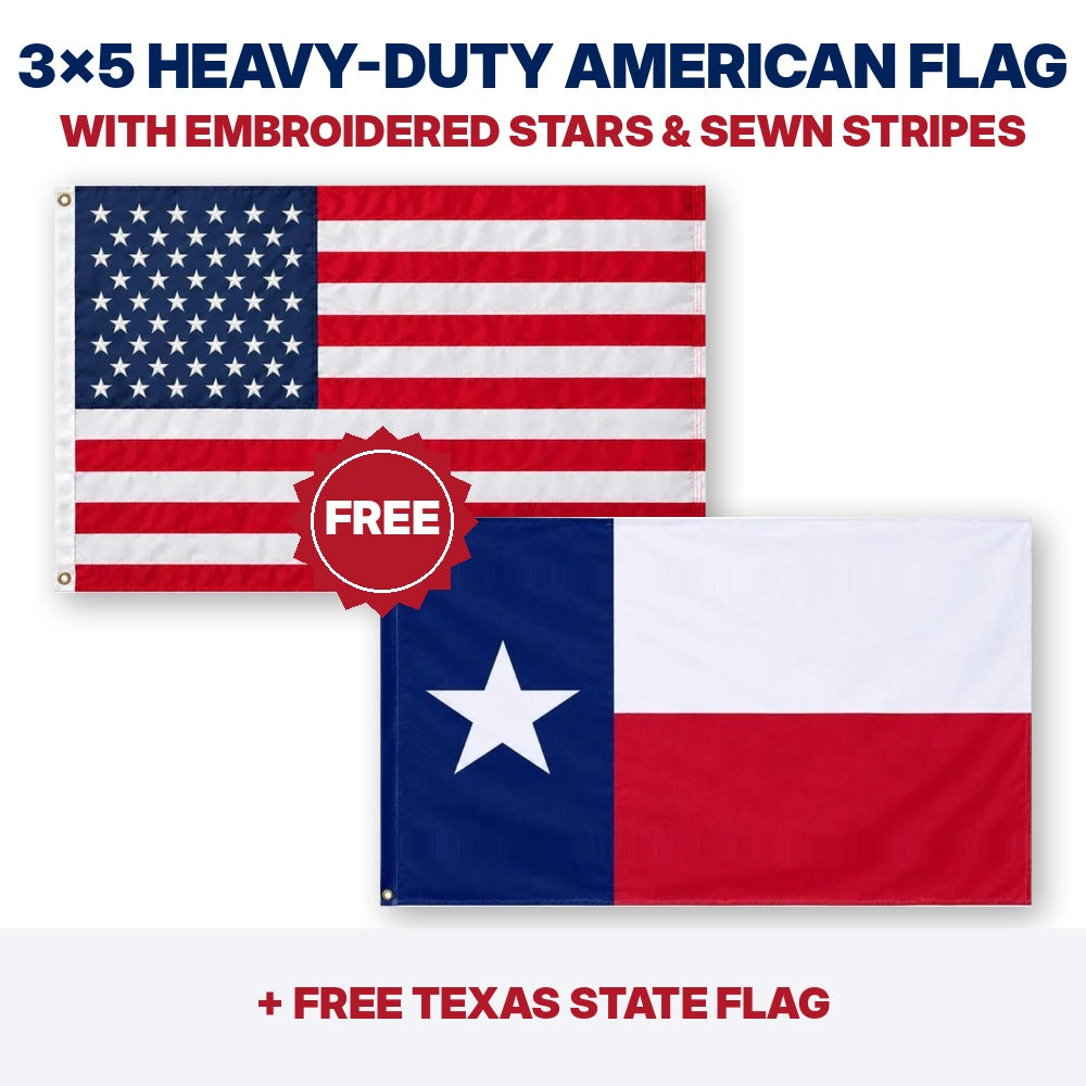 3x5 heavy-duty American flag plus FREE Texas State Flag