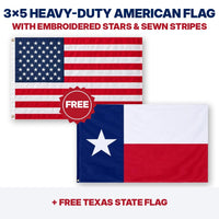 3x5 heavy-duty American flag plus FREE Texas State Flag