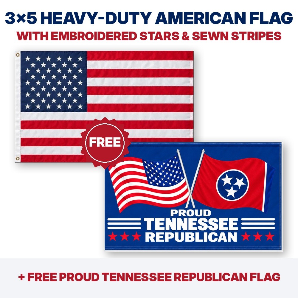3x5 heavy-duty American flag plus FREE Proud Tennessee Republican flag