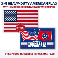 3x5 heavy-duty American flag plus FREE Proud Tennessee Republican flag