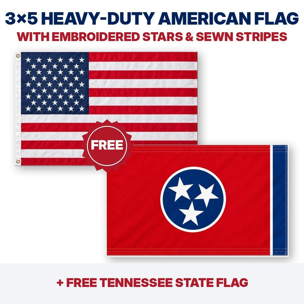 3x5 heavy-duty American flag plus FREE Tennessee State Flag