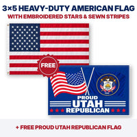3x5 heavy-duty American flag plus FREE Proud Utah Republican flag