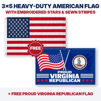 3x5 heavy-duty American flag plus FREE Proud Virginia Republican flag
