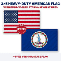 3x5 heavy-duty American flag plus FREE Virginia State Flag