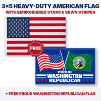 3x5 heavy-duty American flag plus FREE Proud Washington Republican flag