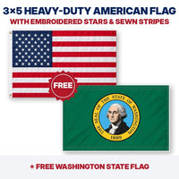 3x5 heavy-duty American flag plus FREE Washington State Flag