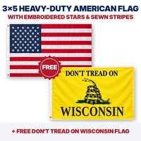 3x5 heavy-duty American flag plus FREE Don't Tread on Wisconsin flag