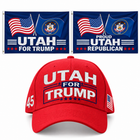 Utah Hat + 2 Flags Bundle: embroidered red Utah hat, Utah 3x5 flag and Proud Utah Republican 3x5 flag