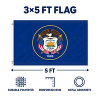 Utah Historic State Flag 3x5 features and size details