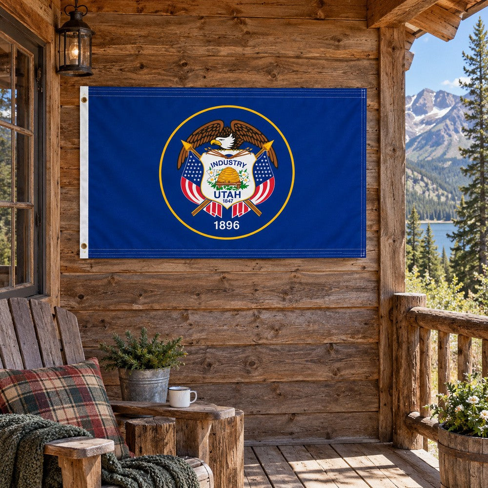Utah Historic State Flag 3x5 displayed outdoors