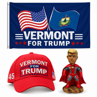 Vermont Patriot Bundle: Vermont 3x5 flag, embroidered red Vermont hat and 8 inch superhero bobblehead