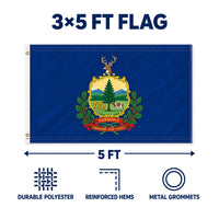 Vermont State Flag 3x5 features and size details