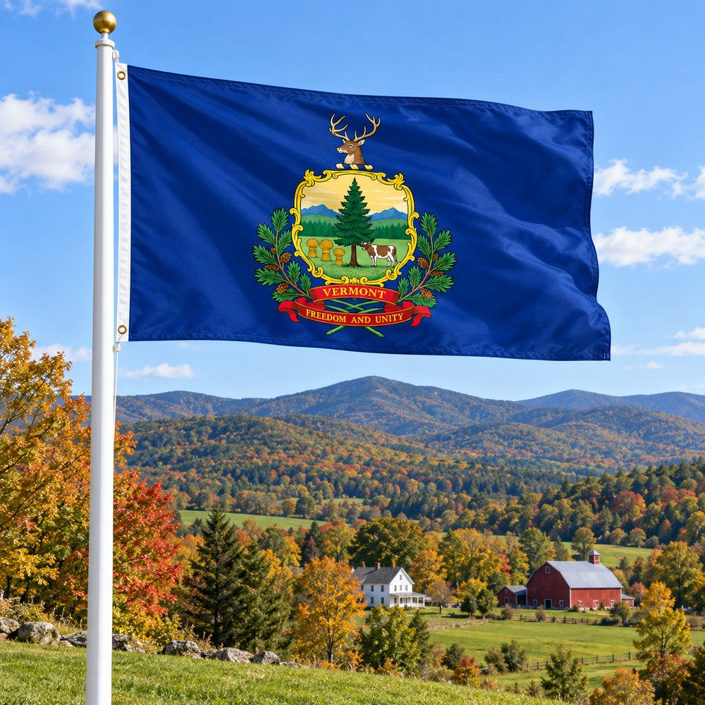 Vermont State Flag 3x5 displayed outdoors