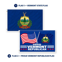 Vermont State Flag and Proud Vermont Republican Flag 3x5 2-Pack features and size details