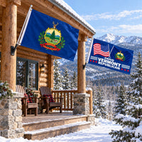 Vermont State Flag and Proud Vermont Republican Flag 3x5 2-Pack displayed outdoors
