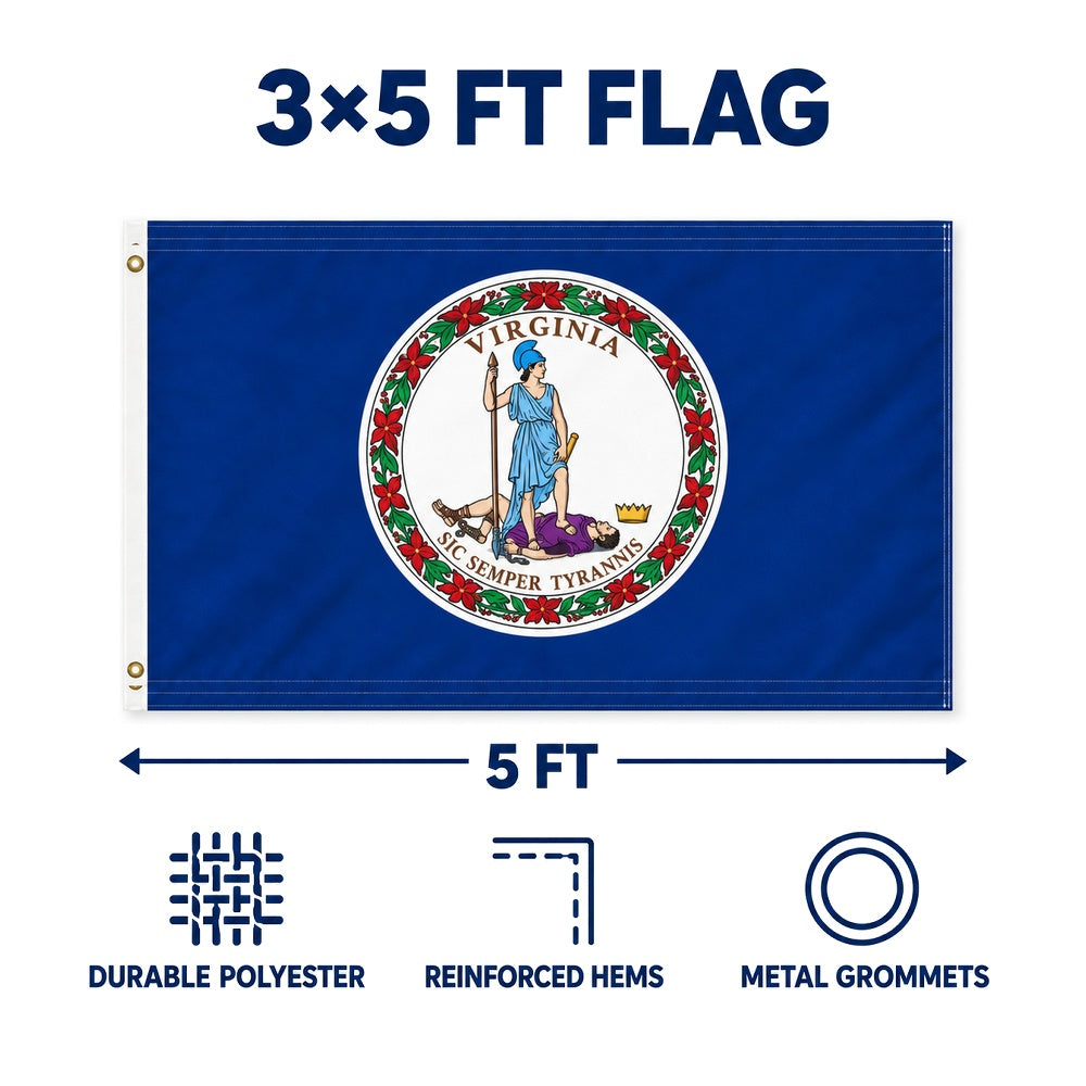 Virginia State Flag 3x5 features and size details