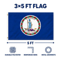 Virginia State Flag 3x5 features and size details