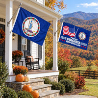 Virginia State Flag and Proud Virginia Republican Flag 3x5 2-Pack displayed outdoors