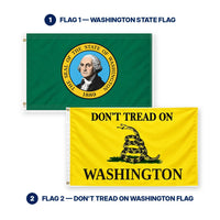 Washington State Flag and Don't Tread on Washington Flag 3x5 2-Pack features and size details