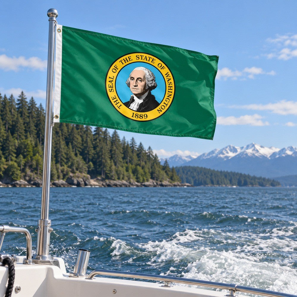 Washington State Flag 3x5 displayed outdoors