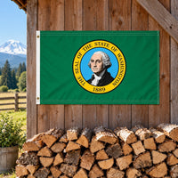 Washington State Flag 3x5 displayed outdoors
