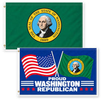 Washington State Flag and Proud Washington Republican Flag 3x5 2-Pack