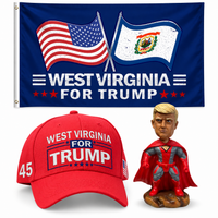 West Virginia Patriot Bundle: West Virginia 3x5 flag, embroidered red West Virginia hat and 8 inch superhero bobblehead