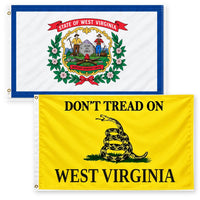 West Virginia State Flag and Don't Tread on West Virginia Flag 3x5 2-Pack