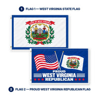 West Virginia State Flag and Proud West Virginia Republican Flag 3x5 2-Pack features and size details