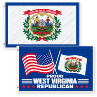 West Virginia State Flag and Proud West Virginia Republican Flag 3x5 2-Pack