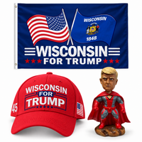 Wisconsin Patriot Bundle: Wisconsin 3x5 flag, embroidered red Wisconsin hat and 8 inch superhero bobblehead