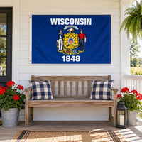 Wisconsin State Flag 3x5 displayed outdoors