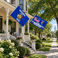 Wisconsin State Flag and Proud Wisconsin Republican Flag 3x5 2-Pack displayed outdoors