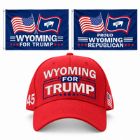 Wyoming Hat + 2 Flags Bundle: embroidered red Wyoming hat, Wyoming 3x5 flag and Proud Wyoming Republican 3x5 flag
