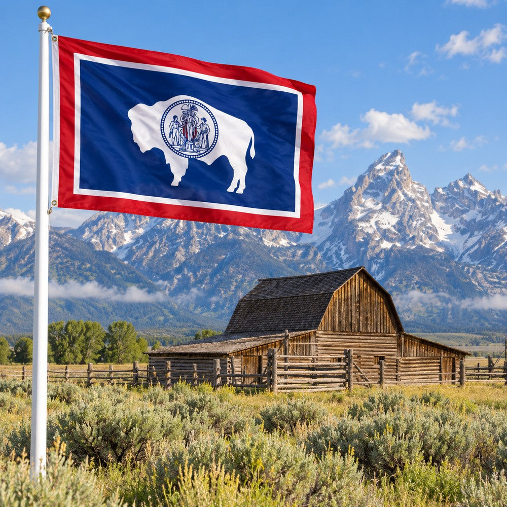Wyoming State Flag 3x5 displayed outdoors