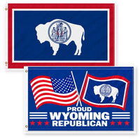 Wyoming State Flag and Proud Wyoming Republican Flag 3x5 2-Pack