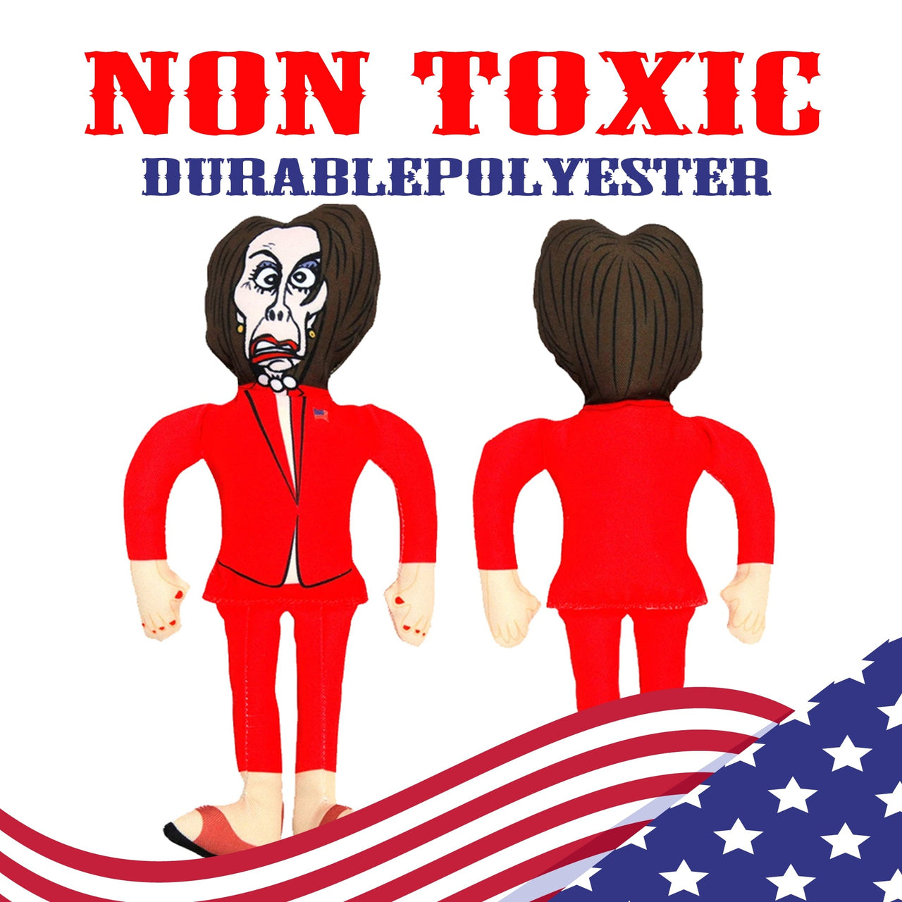 Extra Large Nancy Pelosi Tough Plush Dog Chew Toy with Squeaker - Official Republican Dogs