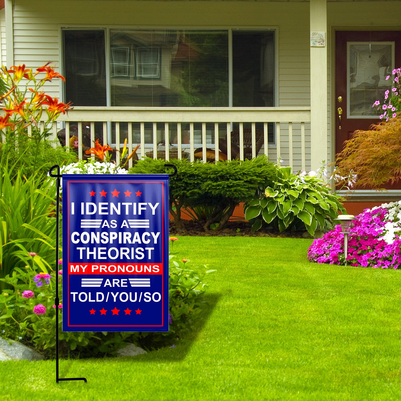 I Identify as Conspiracy Theorist Yard Flag