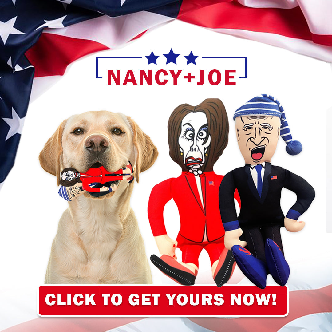 Sleepy Joe Biden & Nancy Tough Plush Dog Chew Toys with Squeakers - Official Republican Dogs Bundle